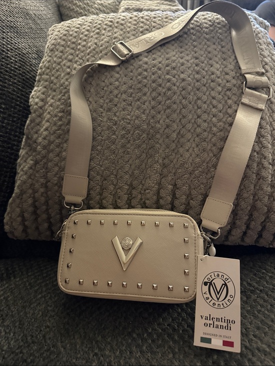 Valentino Orlandi Handbags - Valentino Orlandi Light Grey  Studded Camera Bag